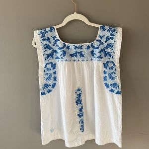 Blue embroidered top (Sz. S)